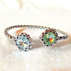 Swarovski cable bracelet with green/blue crystals